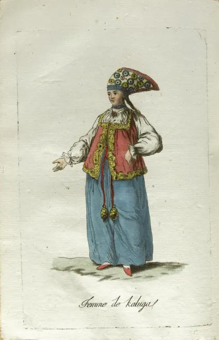 Framed Print : A Maiden from Kaluga in Festive Dress. Artist: Grasset de Saint-Sauveur, Jacques (1757-1810) Framed Print : A Maiden from Kaluga in Festive Dress. Artist: Grasset de Saint-Sauveur, Jacques (1757-1810)