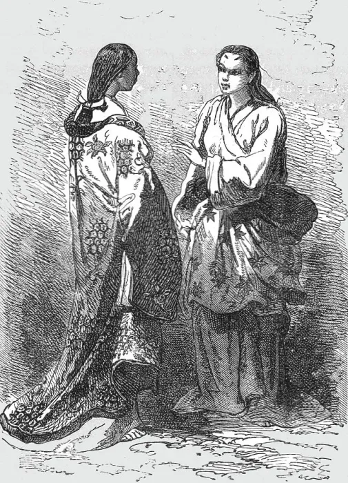 Framed Print : Maids of the court ladies at Kioto; A European Sojourn in Japan, 1875. Creator: Unknown Framed Print : Maids of the court ladies at Kioto; A European Sojourn in Japan, 1875. Creator: Unknown