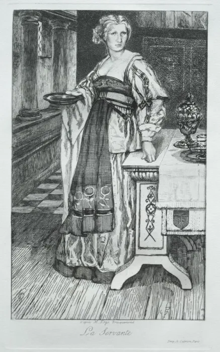 Framed Print : The Maidservant, after H. Leys, 1868. Creator: Felix Bracquemond (French, 1833-1914) Framed Print : The Maidservant, after H. Leys, 1868. Creator: Felix Bracquemond (French, 1833-1914)