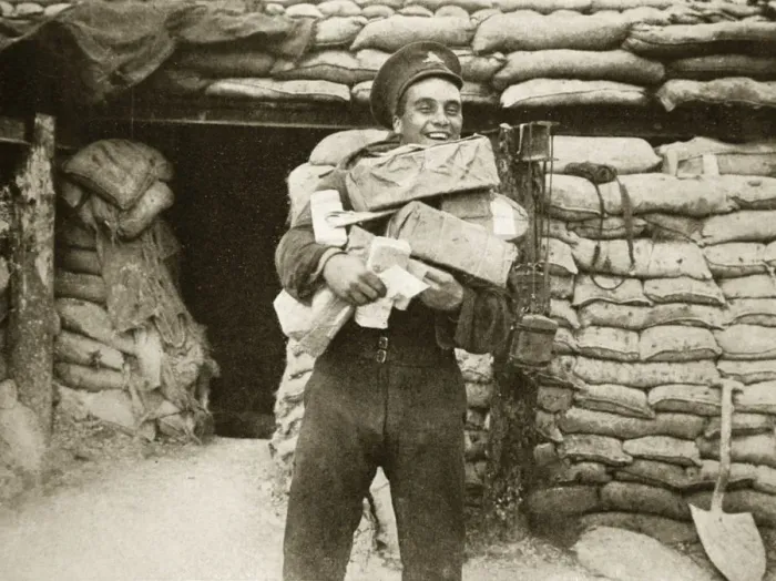 Framed Print : The mail arrives during the Battle of the Somme, France, World War I, 1916. Artist Framed Print : The mail arrives during the Battle of the Somme, France, World War I, 1916. Artist