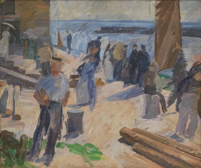 Framed Print : The Mail Boat Arriving, Christianso, 1920. Creator: Edvard Weie Framed Print : The Mail Boat Arriving, Christianso, 1920. Creator: Edvard Weie