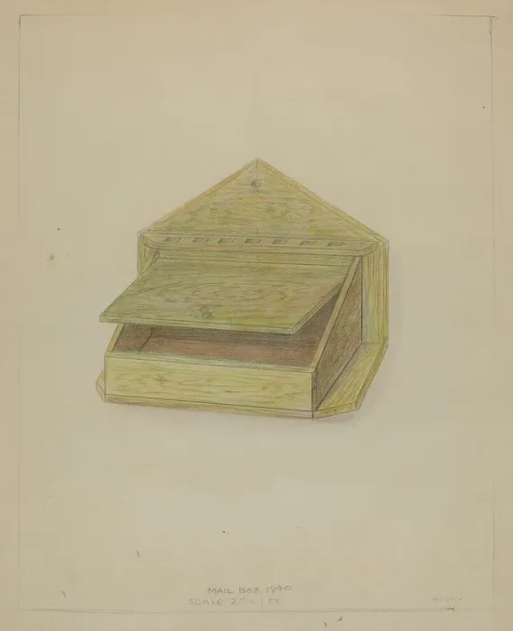 Framed Print : Mail Box, c. 1936. Creator: Franklin C. Moyan Framed Print : Mail Box, c. 1936. Creator: Franklin C. Moyan