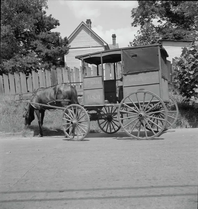 Framed Print : Mail wagon, Marshall, Texas, 1937. Creator: Dorothea Lange Framed Print : Mail wagon, Marshall, Texas, 1937. Creator: Dorothea Lange
