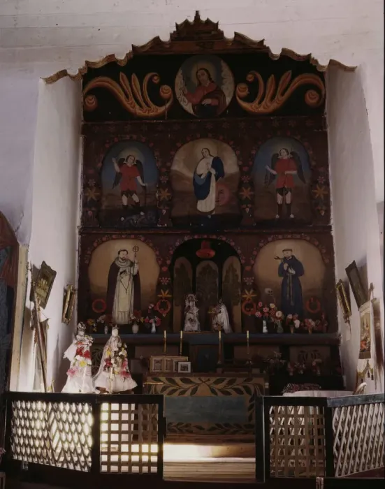 Framed Print : The main altar in the church, Trampas, N. M. 1943. Creator: John Collier Framed Print : The main altar in the church, Trampas, N. M. 1943. Creator: John Collier