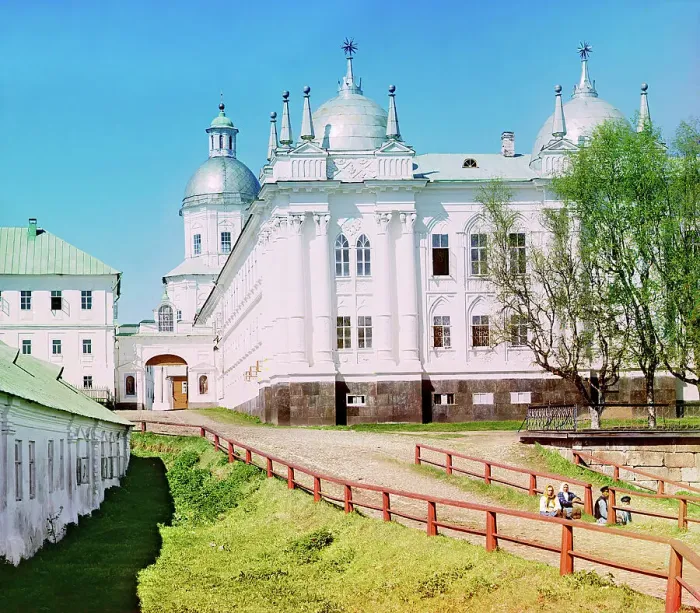 Framed Print : Main building of the St. Nilus Stolobensky Monastery, Lake Seliger, 1910. Creator: Sergey Mikhaylovich Prokudin-Gorsky Framed Print : Main building of the St. Nilus Stolobensky Monastery, Lake Seliger, 1910. Creator: Sergey Mikhaylovich Prokudin-Gorsky