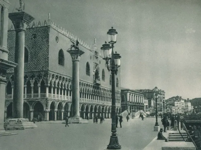 Framed Print : Main front of the Doges Palace with Riva degli Schiavoni, Venice, Italy, 1927. Artist: Eugen Poppel Framed Print : Main front of the Doges Palace with Riva degli Schiavoni, Venice, Italy, 1927. Artist: Eugen Poppel