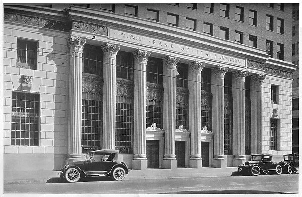 Main entrance to the Bank of Italy, Los Angeles, California, 1924