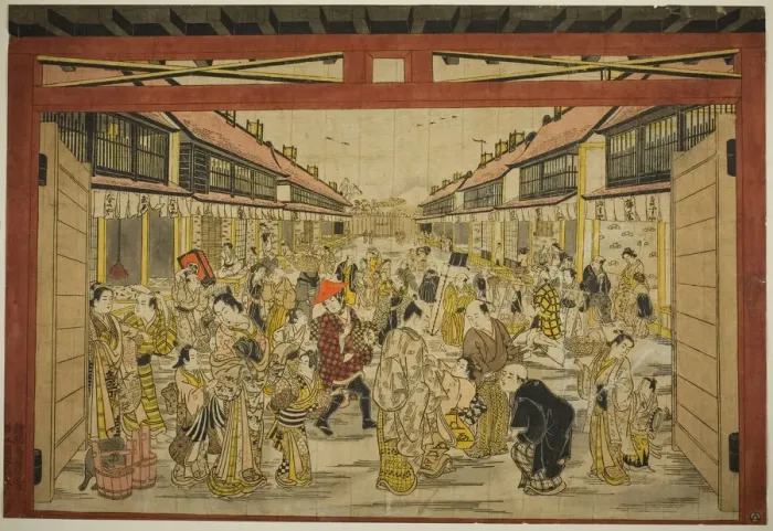 Framed Print : The Main Gate, New Yoshiwara, c. 1745. Creator: Torii Kiyotada Framed Print : The Main Gate, New Yoshiwara, c. 1745. Creator: Torii Kiyotada