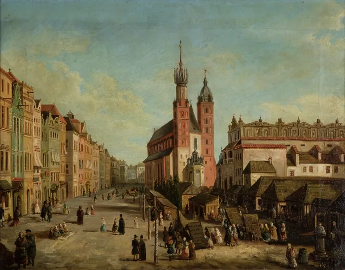 Framed Print : Main Market Square in Krakow with a View towards Mikolajska Street, c1858. Creator: Ludwik Krafft Framed Print : Main Market Square in Krakow with a View towards Mikolajska Street, c1858. Creator: Ludwik Krafft