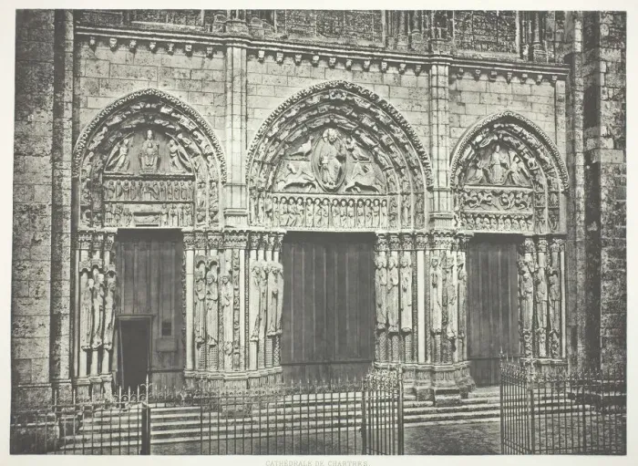 Framed Print : Main Portal, Chartres Cathedral, c. 1860, printed c. 1873. Creator: Edouard Baldus Framed Print : Main Portal, Chartres Cathedral, c. 1860, printed c. 1873. Creator: Edouard Baldus