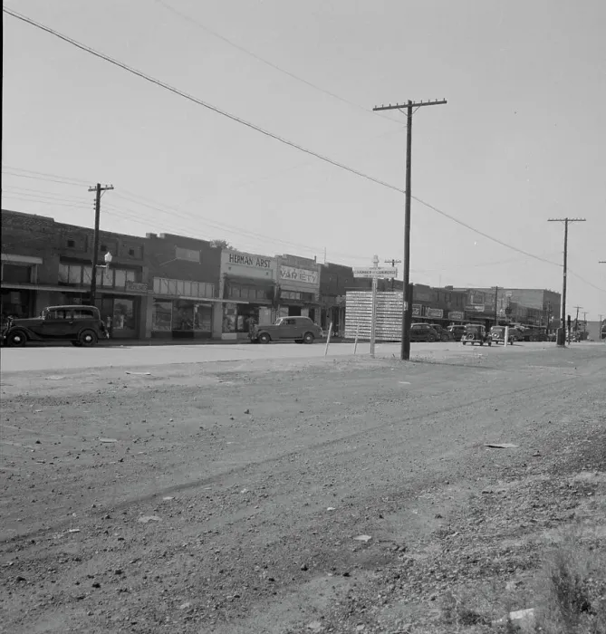 Framed Print : Main street, Drew, Mississippi, 1937. Creator: Dorothea Lange Framed Print : Main street, Drew, Mississippi, 1937. Creator: Dorothea Lange