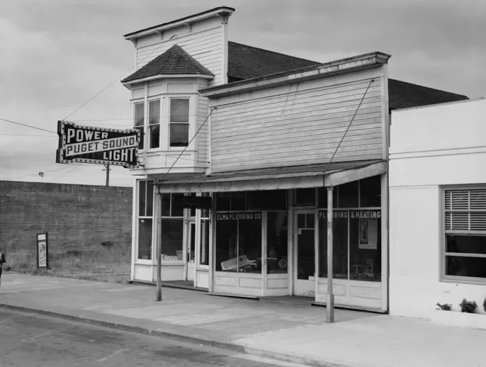 Framed Print : Main street, Elma, Grays Harbor country, Western Washington, 1939. Creator: Dorothea Lange Framed Print : Main street, Elma, Grays Harbor country, Western Washington, 1939. Creator: Dorothea Lange