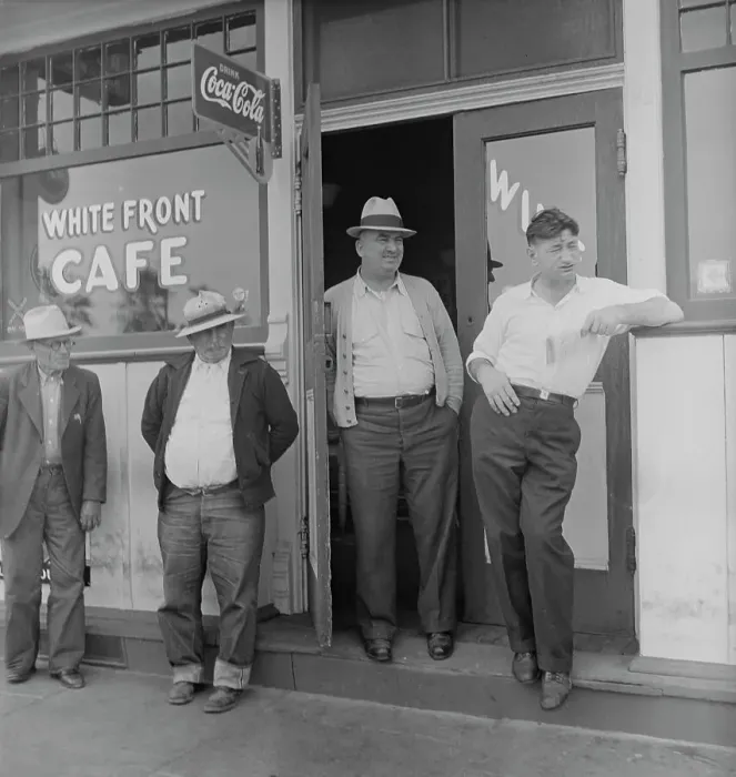 Framed Print : Main street, Gibson, California, 1938. Creator: Dorothea Lange Framed Print : Main street, Gibson, California, 1938. Creator: Dorothea Lange