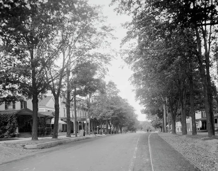 Framed Print : Main Street and the Hotel Worden, Lake George, N.Y. c.between 1910 and 1920. Creator: Unknown Framed Print : Main Street and the Hotel Worden, Lake George, N.Y. c.between 1910 and 1920. Creator: Unknown
