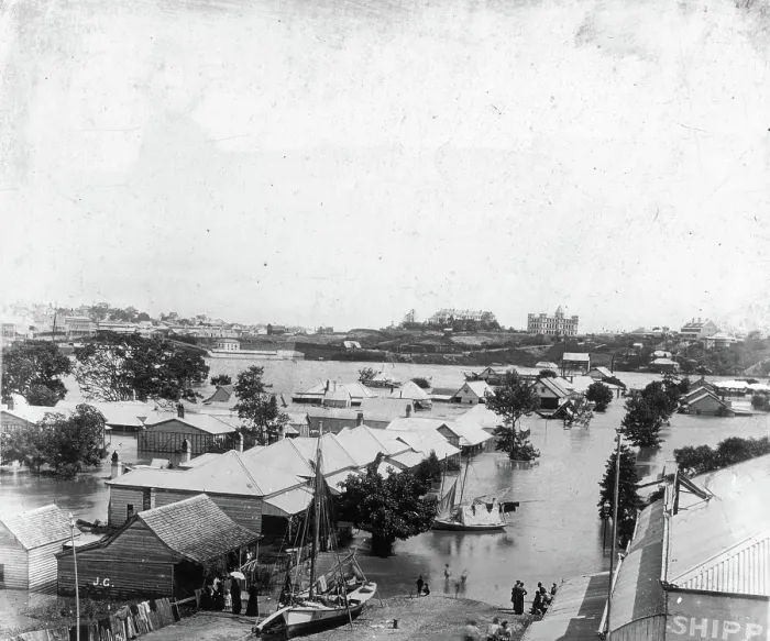 Framed Print : Main Street, Kangaroo Point, Brisbane (Queensland), 1893 Flood. Creator: James Clark Framed Print : Main Street, Kangaroo Point, Brisbane (Queensland), 1893 Flood. Creator: James Clark