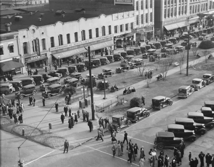 Framed Print : Main street, Macon, Georgia, 1936. Creator: Walker Evans Framed Print : Main street, Macon, Georgia, 1936. Creator: Walker Evans