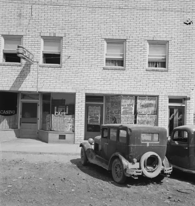Framed Print : On main street, a new town, Tulelake, Siskiyou County, California, 1939. Creator: Dorothea Lange Framed Print : On main street, a new town, Tulelake, Siskiyou County, California, 1939. Creator: Dorothea Lange