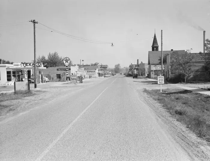 Framed Print : Main street of Nyssa, Oregon, on Saturday afternoon, 1939. Creator: Dorothea Lange Framed Print : Main street of Nyssa, Oregon, on Saturday afternoon, 1939. Creator: Dorothea Lange