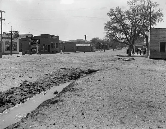 Framed Print : Main street of town showing irrigation ditch, Escalante, Utah, 1936. Creator: Dorothea Lange Framed Print : Main street of town showing irrigation ditch, Escalante, Utah, 1936. Creator: Dorothea Lange