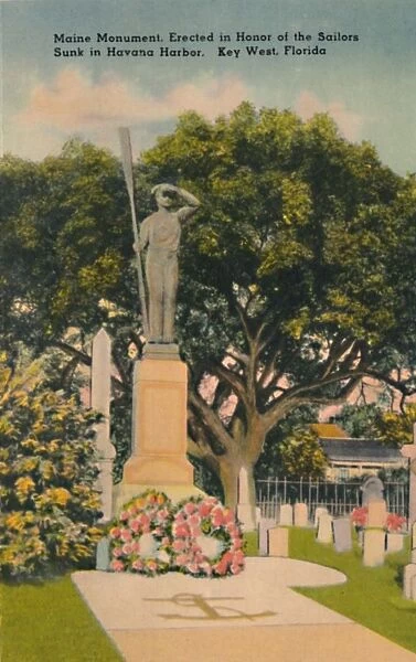 Maine monument, in Honor of Sailors Sunk in Havana Harbor. Key West, Florida, c1940s. Artist: Tichnor Brothers