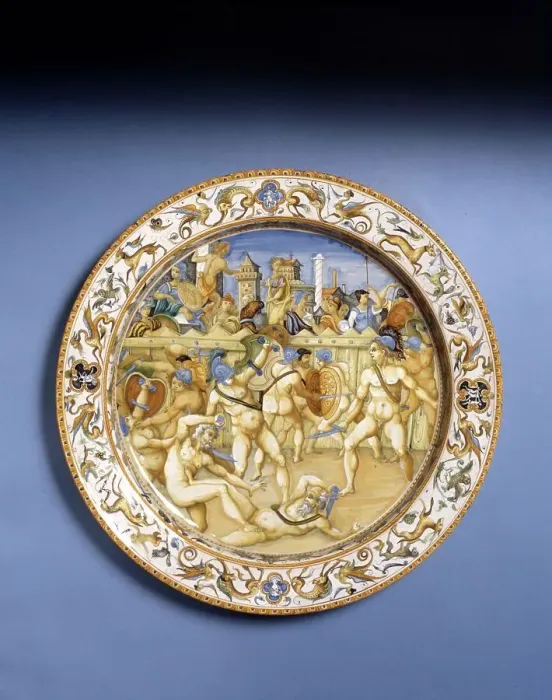 Framed Print : Maiolica Dish, 1580-90. Creator: Workshop of Patanazzi family Framed Print : Maiolica Dish, 1580-90. Creator: Workshop of Patanazzi family