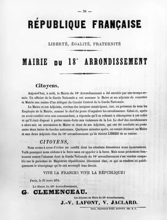 Framed Print : Mairie du 18th Arrondissement, from French Political posters of the Paris Commune, May 1871 Framed Print : Mairie du 18th Arrondissement, from French Political posters of the Paris Commune, May 1871