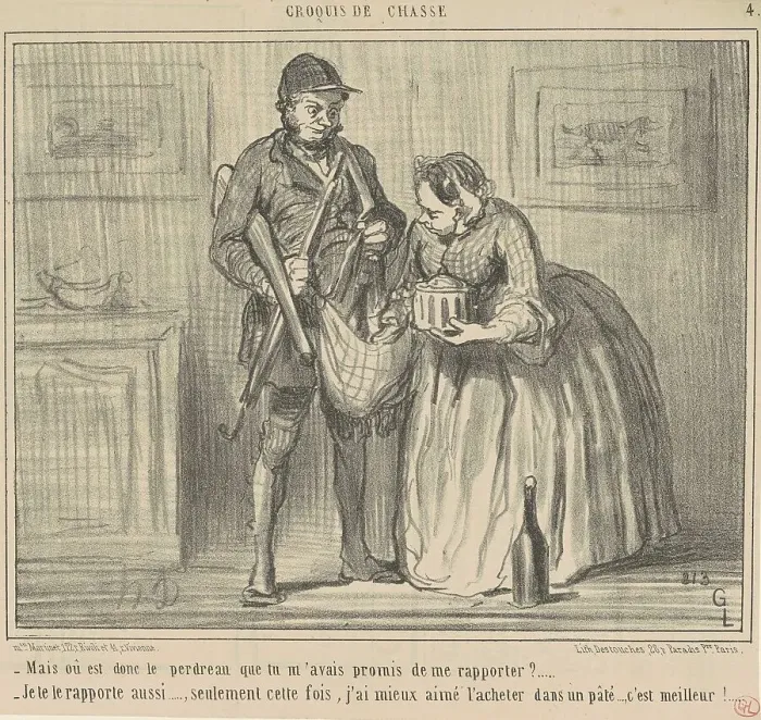 Framed Print : Mais ou est donc le perdreau, 19th century. Creator: Honore Daumier Framed Print : Mais ou est donc le perdreau, 19th century. Creator: Honore Daumier