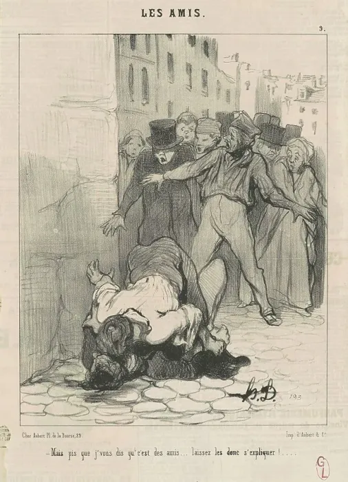 Framed Print : Mais pis que j'vous dis qu c'est des amis... 19th century. Creator: Honore Daumier Framed Print : Mais pis que j'vous dis qu c'est des amis... 19th century. Creator: Honore Daumier