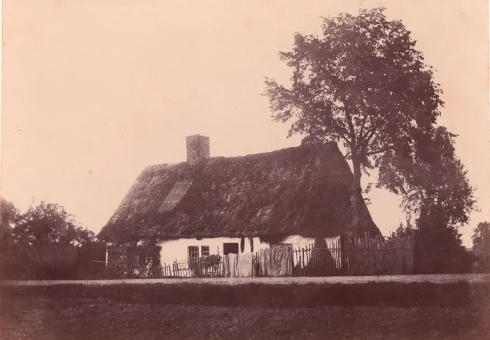 Framed Print : Maison au toit de chaume, 1850-53. Creator: Unknown Framed Print : Maison au toit de chaume, 1850-53. Creator: Unknown