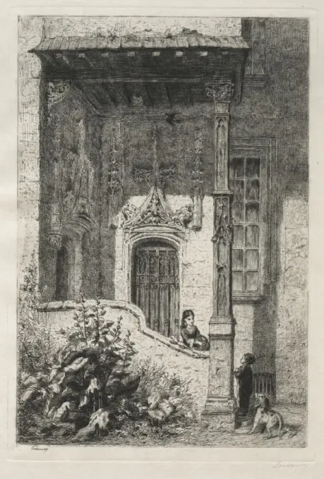 Framed Print : Maison dite de la Reine Blanche, Rue St. Hippolyte. Creator: Alfred Alexandre Delauney (French Framed Print : Maison dite de la Reine Blanche, Rue St. Hippolyte. Creator: Alfred Alexandre Delauney (French