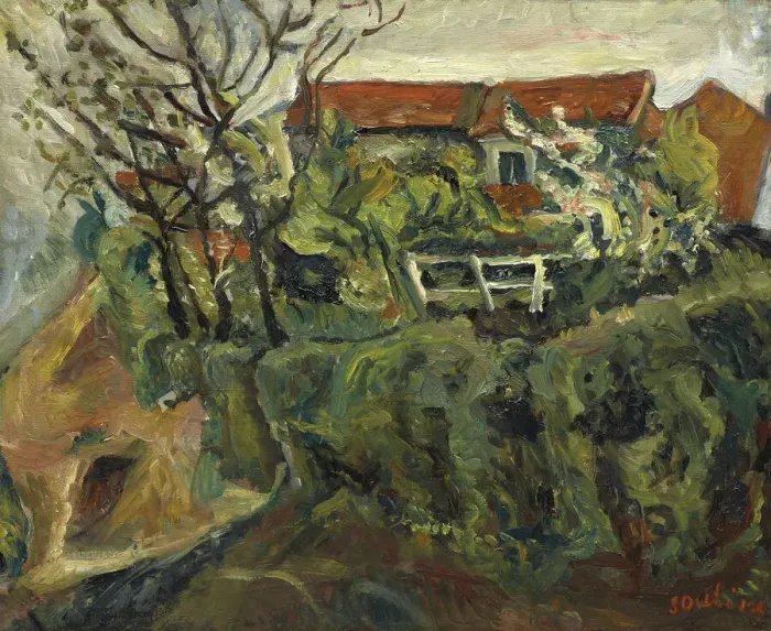 Framed Print : Maisons dans un paysage, ca 1918-1919. Creator: Soutine, Chaim (1893-1943) Framed Print : Maisons dans un paysage, ca 1918-1919. Creator: Soutine, Chaim (1893-1943)