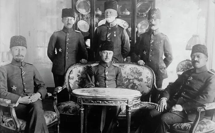 Framed Print : Maj. Dr. Orhan Bey, Maj. Dr. Bruning, Maj. Dr. Ibrahim Refik, Dr. Assaf... between c1915 and c1920. Creator: Bain News Service Framed Print : Maj. Dr. Orhan Bey, Maj. Dr. Bruning, Maj. Dr. Ibrahim Refik, Dr. Assaf... between c1915 and c1920. Creator: Bain News Service