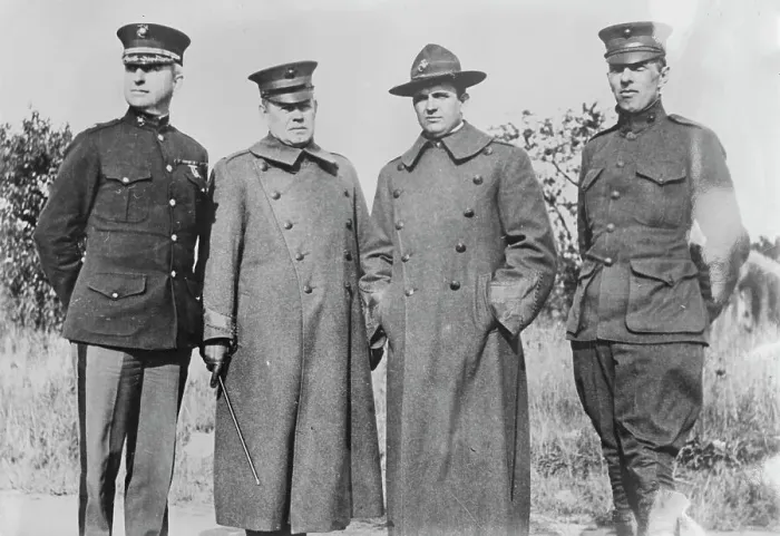 Framed Print : Maj. H.H. Kipp, Col. A.S. McLemore, Maj. W.H. Parker, and Capt. T.G. Sterrett, 10 Nov 1917. Creator: Bain News Service Framed Print : Maj. H.H. Kipp, Col. A.S. McLemore, Maj. W.H. Parker, and Capt. T.G. Sterrett, 10 Nov 1917. Creator: Bain News Service