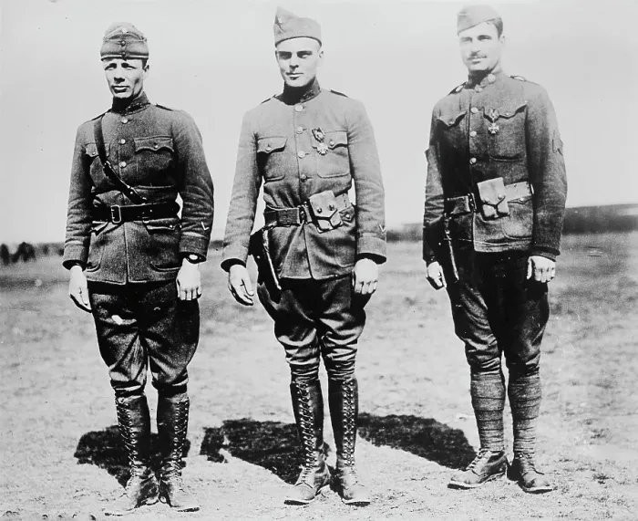 Framed Print : Maj. T. [Theodore] Roosevelt, Jr. Lieut. C.R. Holmes, Sgt. J.A. Murphy, 5 Apr 1918. Creator: Bain News Service