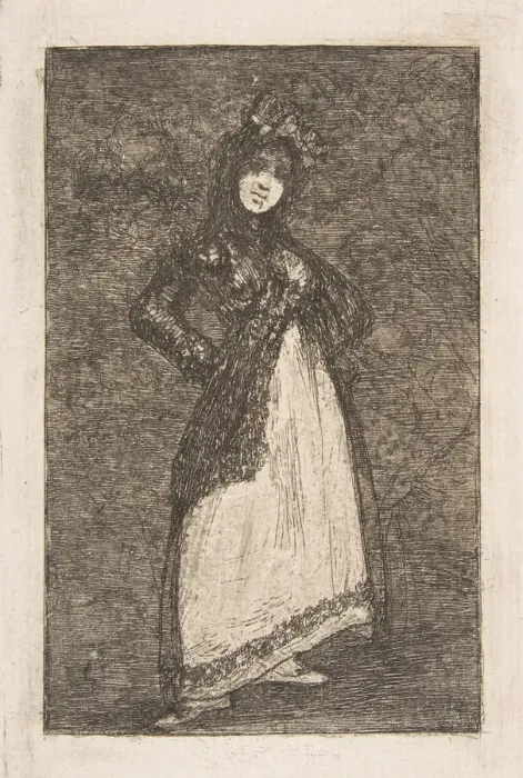 Framed Print : A Maja standing against a dark background (Maja). Creator: Francisco Goya Framed Print : A Maja standing against a dark background (Maja). Creator: Francisco Goya