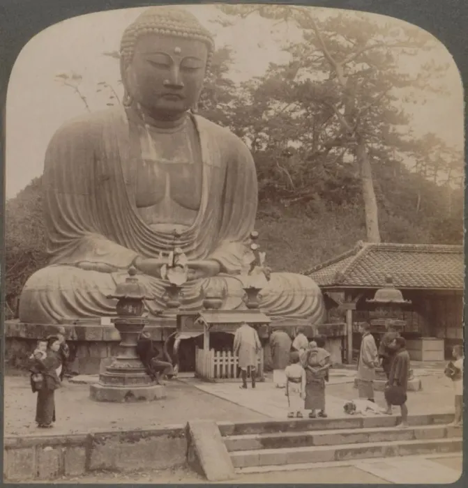 Framed Print : Majestic calm of the great bronze Buddha, reverenced for six centuries, Kamakura, Japan, 1904 Framed Print : Majestic calm of the great bronze Buddha, reverenced for six centuries, Kamakura, Japan, 1904