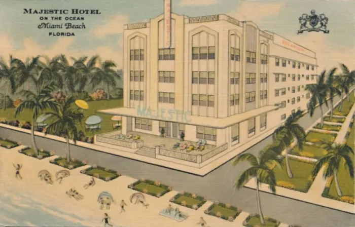 Framed Print : Majestic Hotel on the Ocean. Miami Beach, Florida, c1940s Framed Print : Majestic Hotel on the Ocean. Miami Beach, Florida, c1940s