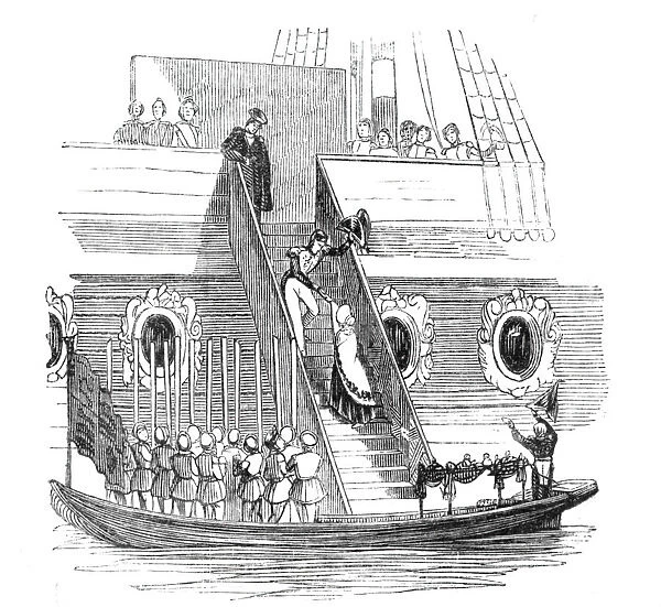 Her Majesty going on board the Royal George, 1842. Creator: Unknown