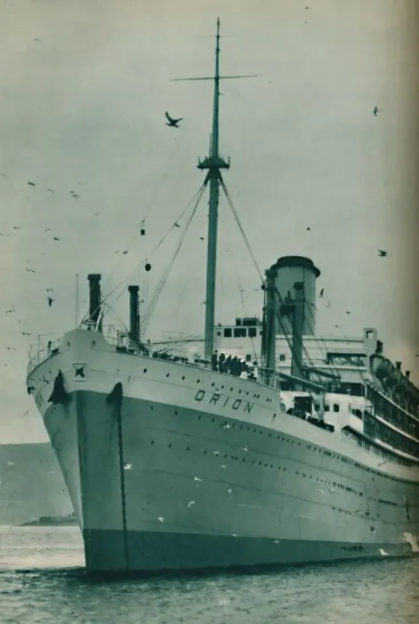 Framed Print : The Majesty of a Great Liner - The Orion at anchor, 1937