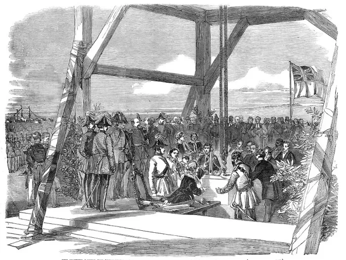 Framed Print : Her Majesty laying the Foundation-Stone of the New Military Hospital at Hamble, near Southampton, 18 Creator: Unknown Framed Print : Her Majesty laying the Foundation-Stone of the New Military Hospital at Hamble, near Southampton, 18 Creator: Unknown