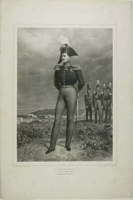 Framed Print : His Majesty Nicolas I, Emperor of all Russia, Camp Vosnessensk, October 6, 1837, 1842–45. Creator: Auguste Raffet Framed Print : His Majesty Nicolas I, Emperor of all Russia, Camp Vosnessensk, October 6, 1837, 1842–45. Creator: Auguste Raffet
