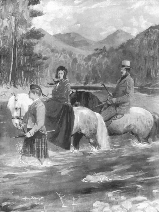 Framed Print : Her Majesty and the Prince Consort fording the Garry, September 25, 1844, (1901) Framed Print : Her Majesty and the Prince Consort fording the Garry, September 25, 1844, (1901)