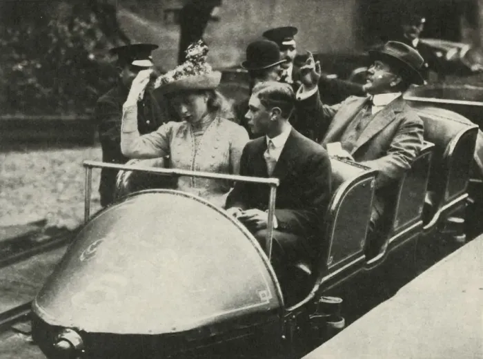 Framed Print : His Majesty and Princess Mary on the Alpine Railway, Earls Court Exhibition, 1913, 1937 Framed Print : His Majesty and Princess Mary on the Alpine Railway, Earls Court Exhibition, 1913, 1937