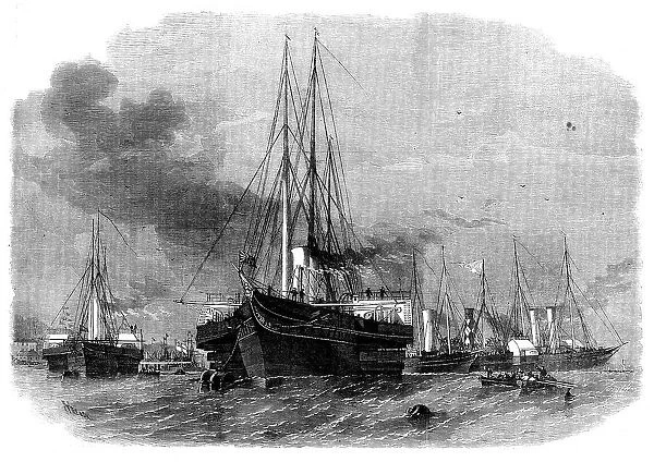 Her Majesty the Queen leaving Greenhithe in the Royal Yacht for Germany, 1862. Creator: Smyth