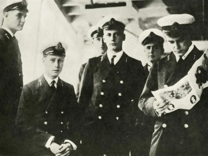 Framed Print : His Majesty (Seated) Among His Fellow Cadets, c1910s, (1937). Creator: Unknown Framed Print : His Majesty (Seated) Among His Fellow Cadets, c1910s, (1937). Creator: Unknown