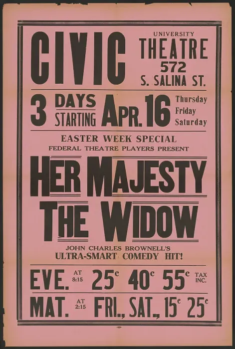 Framed Print : Her Majesty the Widow 1, Syracuse, NY, 1936. Creator: Unknown Framed Print : Her Majesty the Widow 1, Syracuse, NY, 1936. Creator: Unknown