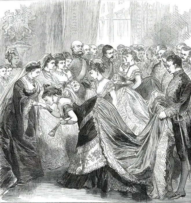 Framed Print : Her Majesty's Drawingroom at Buckingham Palace, 1876. Creator: Unknown Framed Print : Her Majesty's Drawingroom at Buckingham Palace, 1876. Creator: Unknown