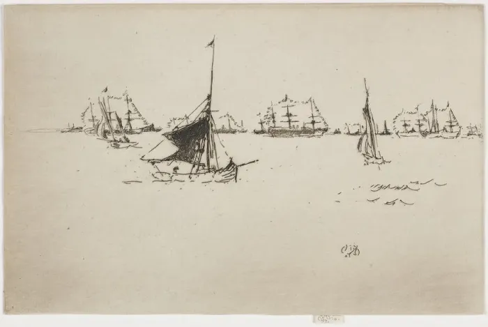 Framed Print : Her Majestys Fleet: Evening, 1887. Creator: James Abbott McNeill Whistler Framed Print : Her Majestys Fleet: Evening, 1887. Creator: James Abbott McNeill Whistler