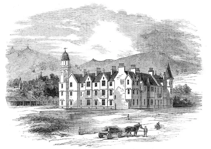 Framed Print : Her Majesty's New Castle of Balmoral, 1854. Creator: Unknown Framed Print : Her Majesty's New Castle of Balmoral, 1854. Creator: Unknown