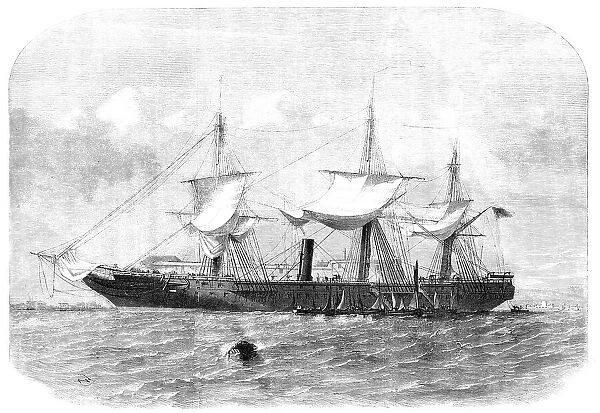 Her Majesty's Troop-Ship 'Transit', refitting and receiving stores for China in Portsmouth...1857. Creator: Edwin Weedon. Her Majesty's Troop-Ship 'Transit', refitting and receiving stores for China in Portsmouth...1857